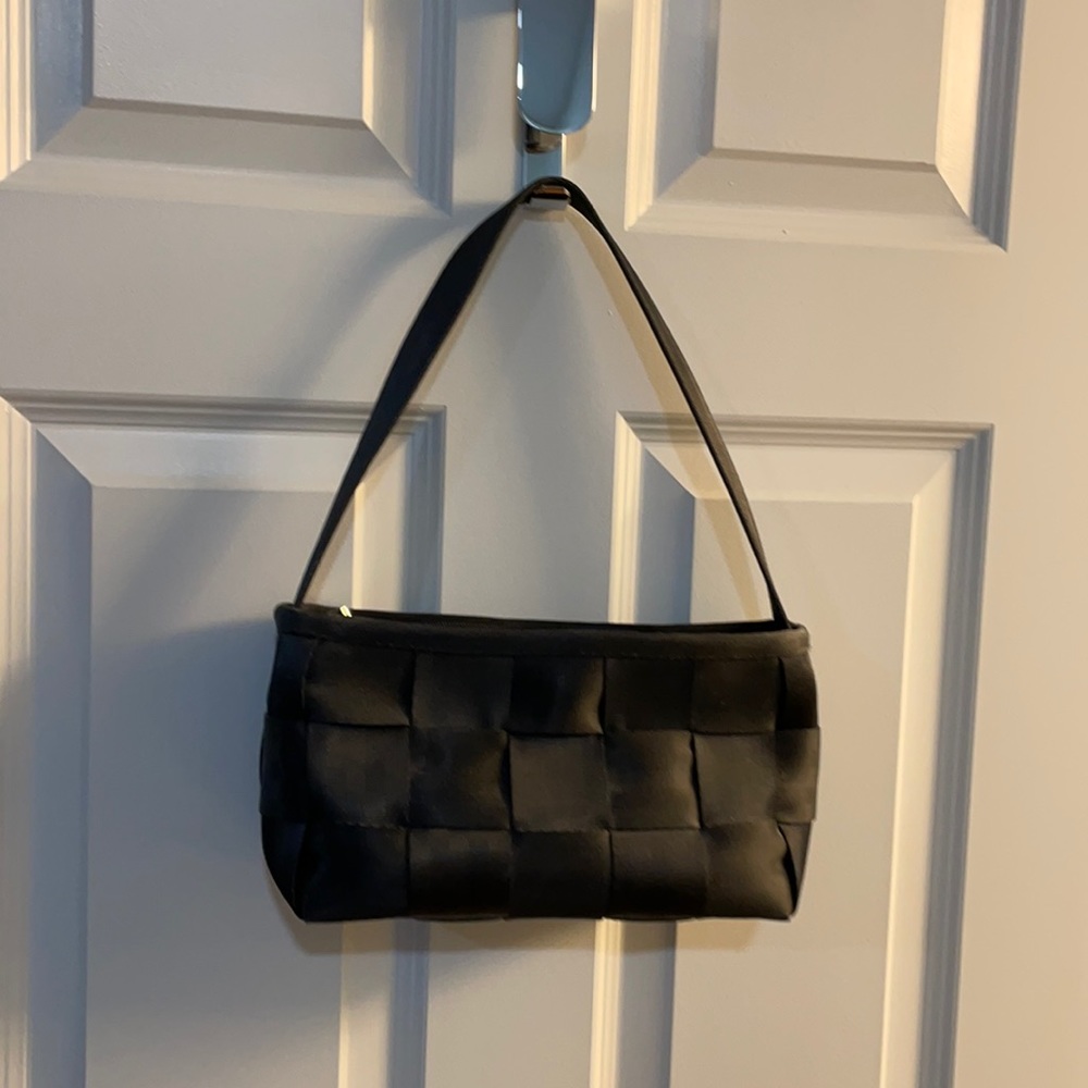 Black seatbelt purse